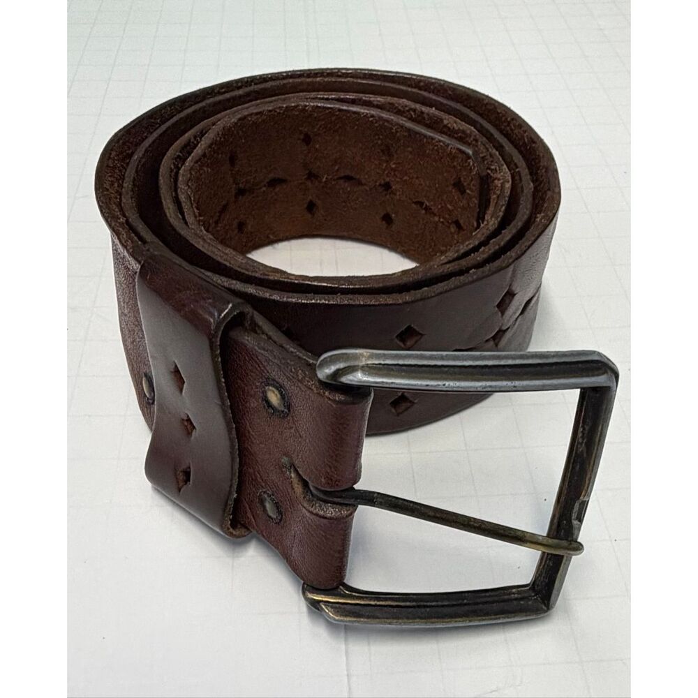 Brown Leather Perforated a belt unisex 39” Long